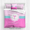 Golly Girls: Personalized Pink Fleur-De-Lis and Polka-Dots Figure Skating Comforter Or Set