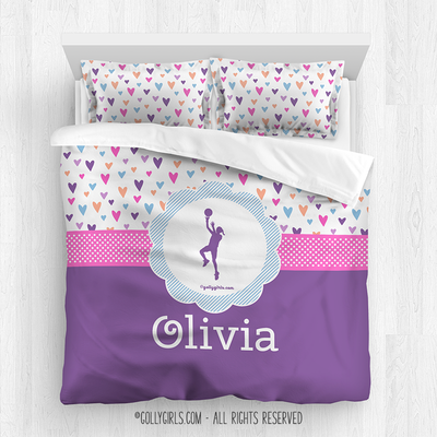 Golly Girls: Fun-Filled Hearts Personalized Basketball Comforter Or Set