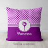 Pink With Purple Stars Personalized Gymnastics Throw Pillow - Golly Girls