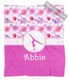 Fuchsia Sweet Floral Personalized Gymnastics Fleece Throw Blanket - Golly Girls