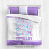 Golly Girls: Purple Typography Personalized Gymnastics Comforter Or Set