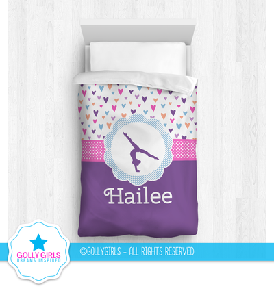 Golly Girls: Fun-Filled Hearts Personalized Gymnastics Comforter Or Set