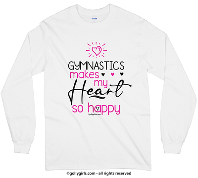 Gymnastics Heart So Happy Long Sleeve T-Shirt (Youth-Adult) - Golly Girls