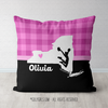 Personalized Hometown Charm Black with Pink Cheerleading Throw Pillow - Golly Girls