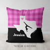 Personalized Hometown Charm Black with Pink Gymnastics Throw Pillow - Golly Girls