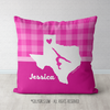Personalized Hometown Charm Pink Gymnastics Throw Pillow - Golly Girls