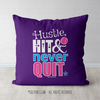 Hustle Hit Never Quit Softball Purple Throw Pillow - Golly Girls
