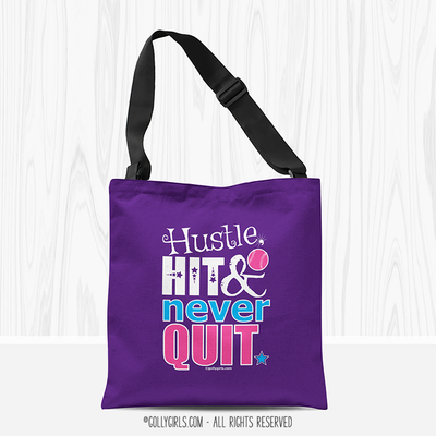 Hustle Hit Never Quit Softball Tote Bag - Golly Girls
