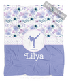 Lilac and Lavender Personalized Karate Sweet Floral Fleece Throw Blanket - Golly Girls