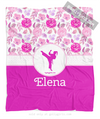 Pink Sweet Floral Personalized Karate Fleece Throw Blanket - Golly Girls