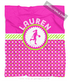 Golly Girls: Personalized Pink and Green Polka-Dots Basketball Fleece Throw Blanket
