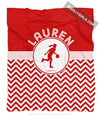Golly Girls: Personalized Simple Red Chevron Basketball Fleece Throw Blanket