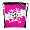 Golly Girls: Personalized Pink Soccer Jersey Style Name Plus Number Drawstring Backpack