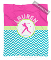 Golly Girls: Personalized Multi-Colored Chevron Softball Fleece Throw Blanket