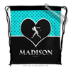 Golly Girls: Personalized Turquoise Doodle-Dots Softball Drawstring Backpack