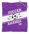 Golly Girls: Personalized Purple Jersey Style Name Plus Number Soccer Fleece Throw Blanket