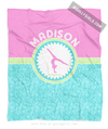 Golly Girls: Personalized Tri-Pastel Tile Gymnastics Fleece Throw Blanket