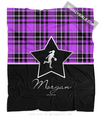 Golly Girls: Personalized Purple Plaid and Silver Star Basketball Fleece Throw Blanket