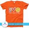 Golly Girls: Peace Love Softball T-Shirt (Youth-Adult)