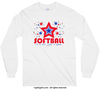 Patriotic Stars Softball Long Sleeve T-Shirt (Youth-Adult) - Golly Girls