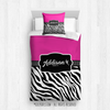 Golly Girls: Personalized Zebra Stripes Hot Pink Dance Comforter Or Set