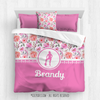 Golly Girls: Pink Summer Floral Personalized Basketball Comforter Or Set