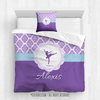 Golly Girls: Personalized Purple Damask and Polka-Dots Dance Comforter Or Set