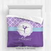 Golly Girls: Personalized Purple Damask and Polka-Dots Figure Skating Comforter Or Set