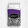 Golly Girls: Personalized Zebra Stripes Purple Dance Comforter Or Set