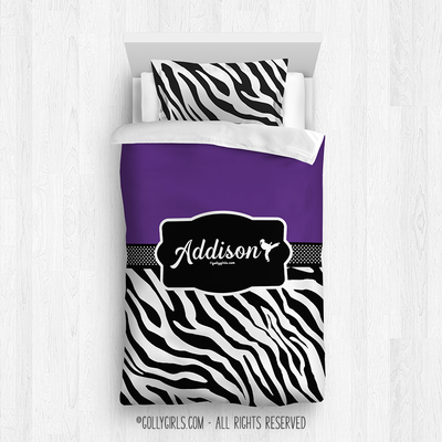 Golly Girls: Personalized Zebra Stripes Purple Martial Arts Comforter Or Set