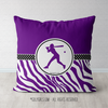 Purple Zebra Print Softball Throw Pillow - Golly Girls