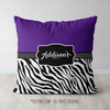 Personalized Purple Zebra Stripe Gymnastics Throw Pillow - Golly Girls