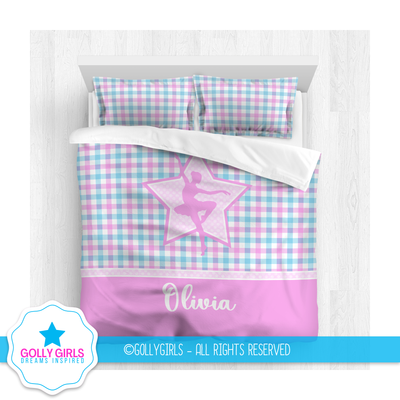 Pastel Gingham Dance Personalized Comforter Or Set