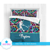 Golly Girls: Tie Dye Leopard Softball Personalized Comforter Or Set