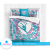 Golly Girls: Teal Tie Dye Gymnastics Personalized Comforter Or Set