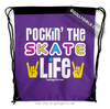 Golly Girls: Rockin' The Skate Life Purple Drawstring Backpack