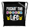 Golly Girls: Rockin' The Soccer Life Black Drawstring Backpack