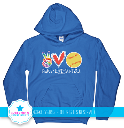 Golly Girls: Peace Love Softball Hoodie (Youth-Adult)