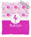 Pink Sweet Floral Personalized Soccer Fleece Throw Blanket - Golly Girls