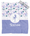 Lilac and Lavender Personalized Soccer Sweet Floral Fleece Throw Blanket - Golly Girls