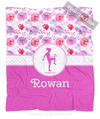 Fuchsia Sweet Floral Personalized Soccer Fleece Throw Blanket - Golly Girls