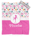 Springtime Pink Personalized Soccer Sweet Floral Fleece Throw Blanket - Golly Girls