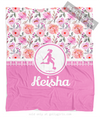 Golly Girls: Pink Summer Floral Personalized Soccer Fleece Blanket