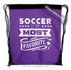 Soccer is My Favorite Purple Drawstring Backpack - Golly Girls