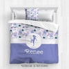 Lilac and Lavender Sweet Floral Soccer Personalized Comforter Or Set - Golly Girls