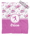 Golly Girls: Floral and Lace Personalized Softball Fleece Throw Blanket