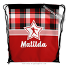 Personalized Red and Black Plaid Softball Drawstring Backpack - Golly Girls