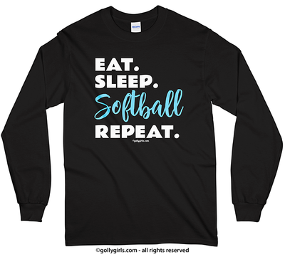 Eat Sleep Softball Long Sleeve T-Shirt (Youth-Adult) - Golly Girls