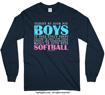 No Room For Boys Softball Long Sleeve T-Shirt (Youth-Adult) - Golly Girls