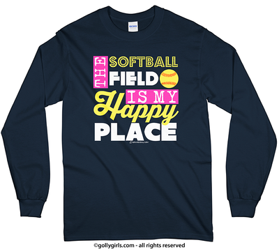 The Softball Field Is My Happy Place Long Sleeve T-Shirt (Youth-Adult) - Golly Girls